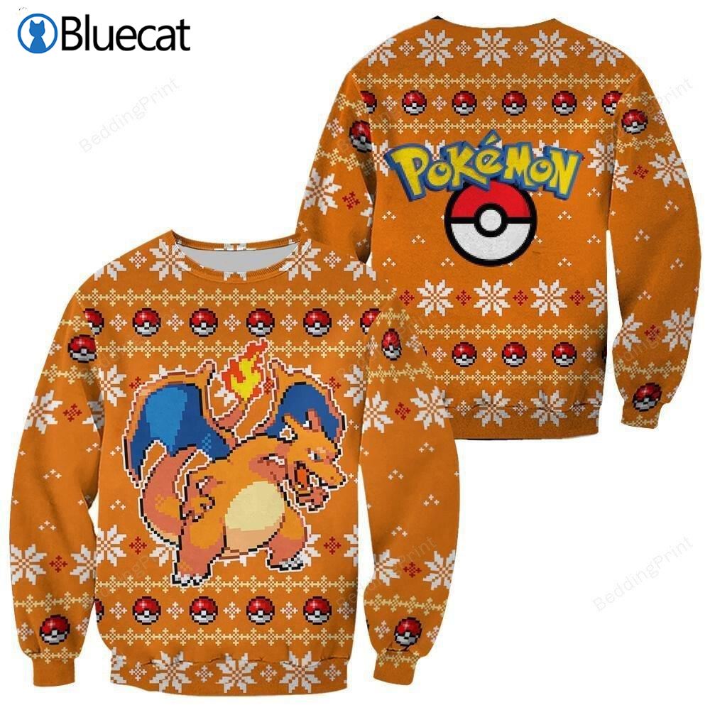 Pokemon Charizard Pokeball Ugly Christmas Sweaters