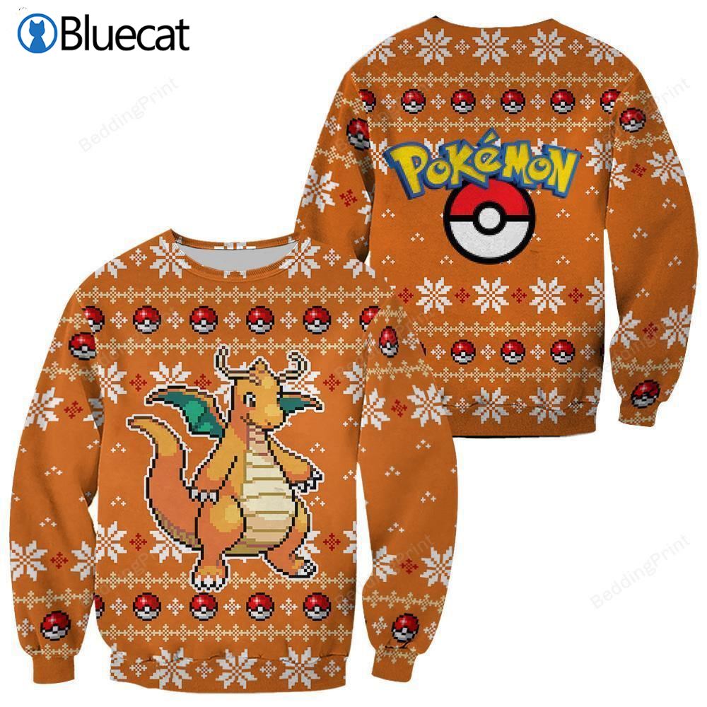 Pokemon Dragonite Pokeball Ugly Christmas Sweaters