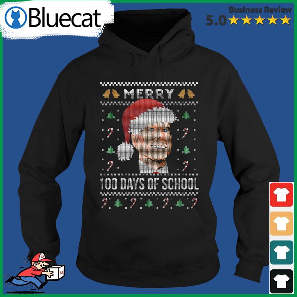 Santa Joe Biden Merry 100 Days Of School Ugly Christmas Hoodie