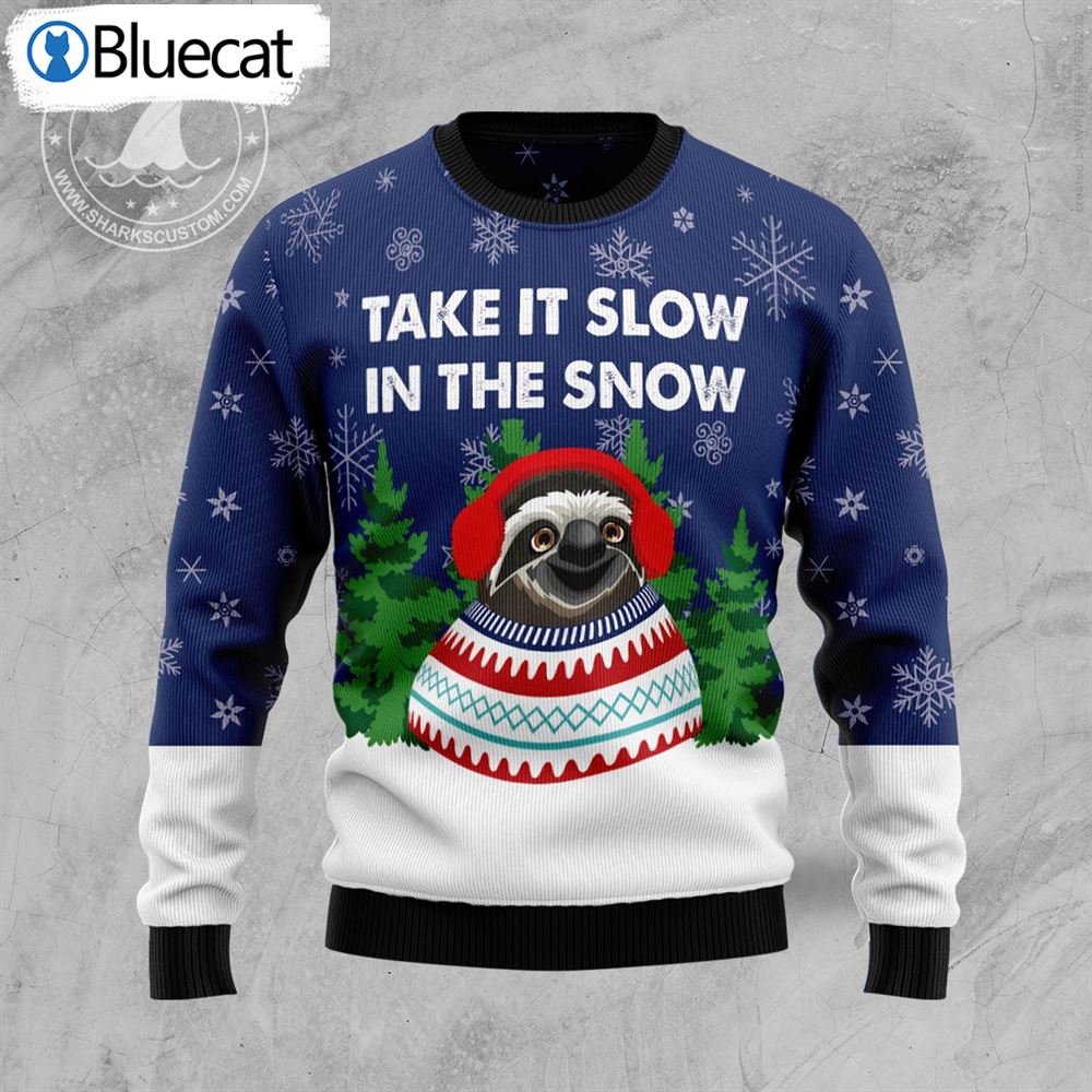 Sloth Take It Slow Ugly Christmas Sweaters