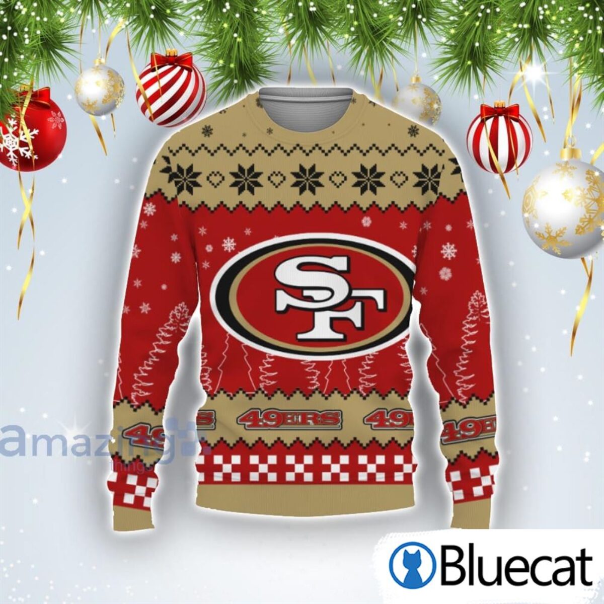 Custom Nfl Football Team Christmas Gift Rams Fans Ugly Christmas Sweater -  Bluecat