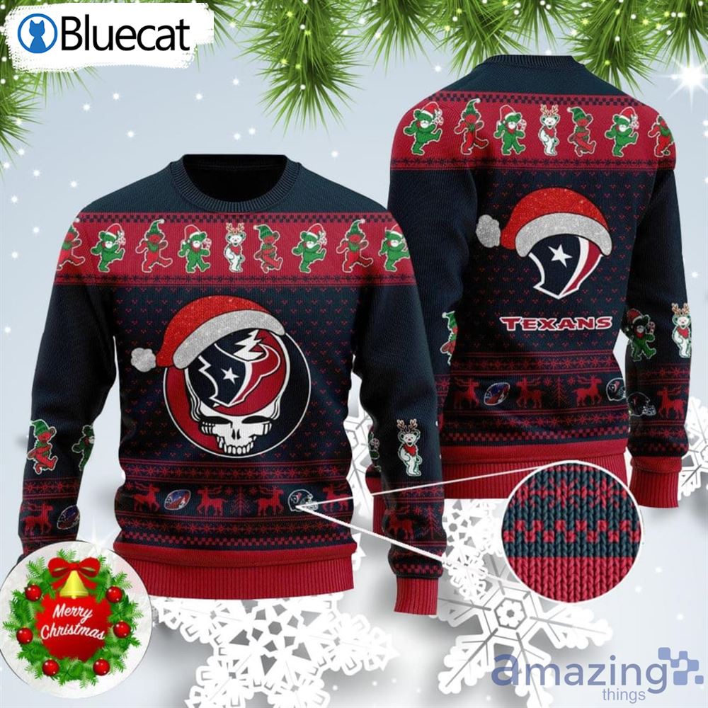 Texans Skull Santa Hat For Fans Ugly Christmas Sweaters
