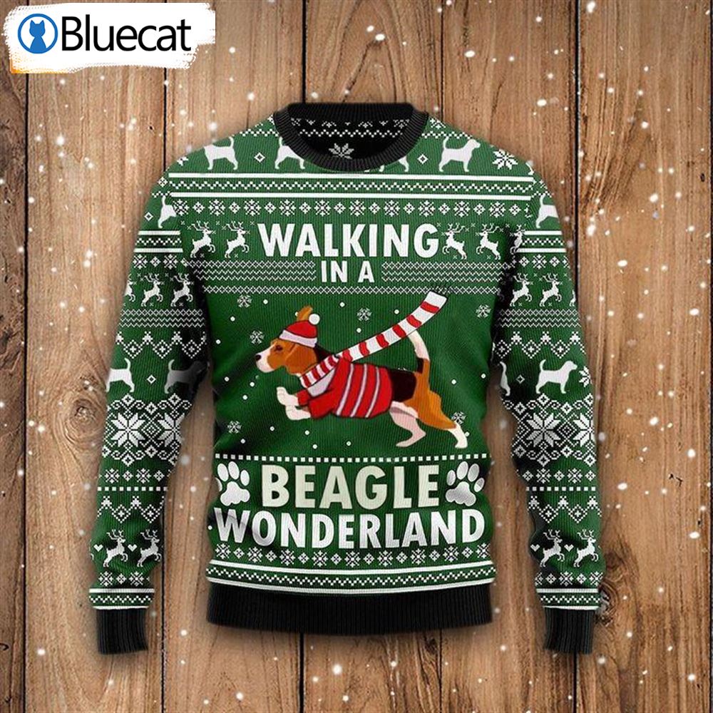 Walking In A Beagle Wonderland Ugly Christmas Sweaters