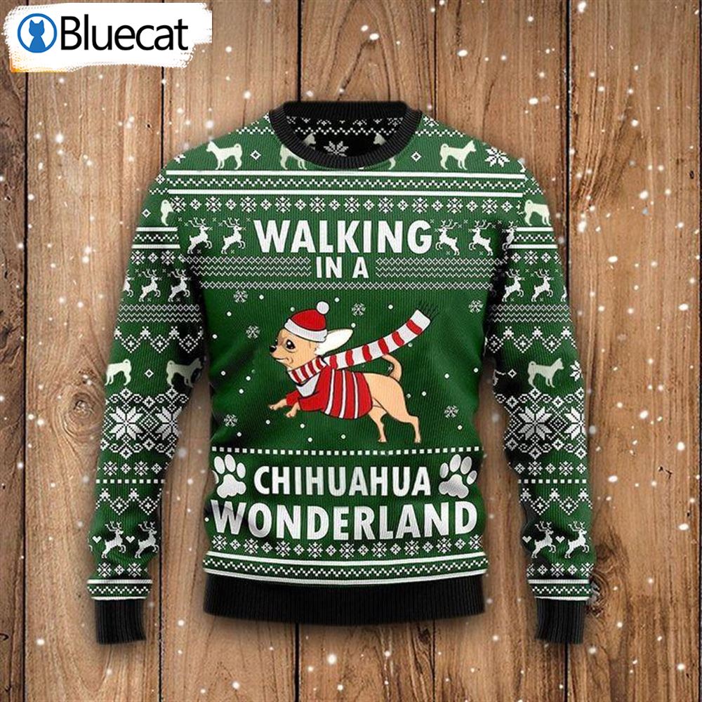 Walking In A Chihuahua Wonderland Ugly Christmas Sweaters Peto Rugs