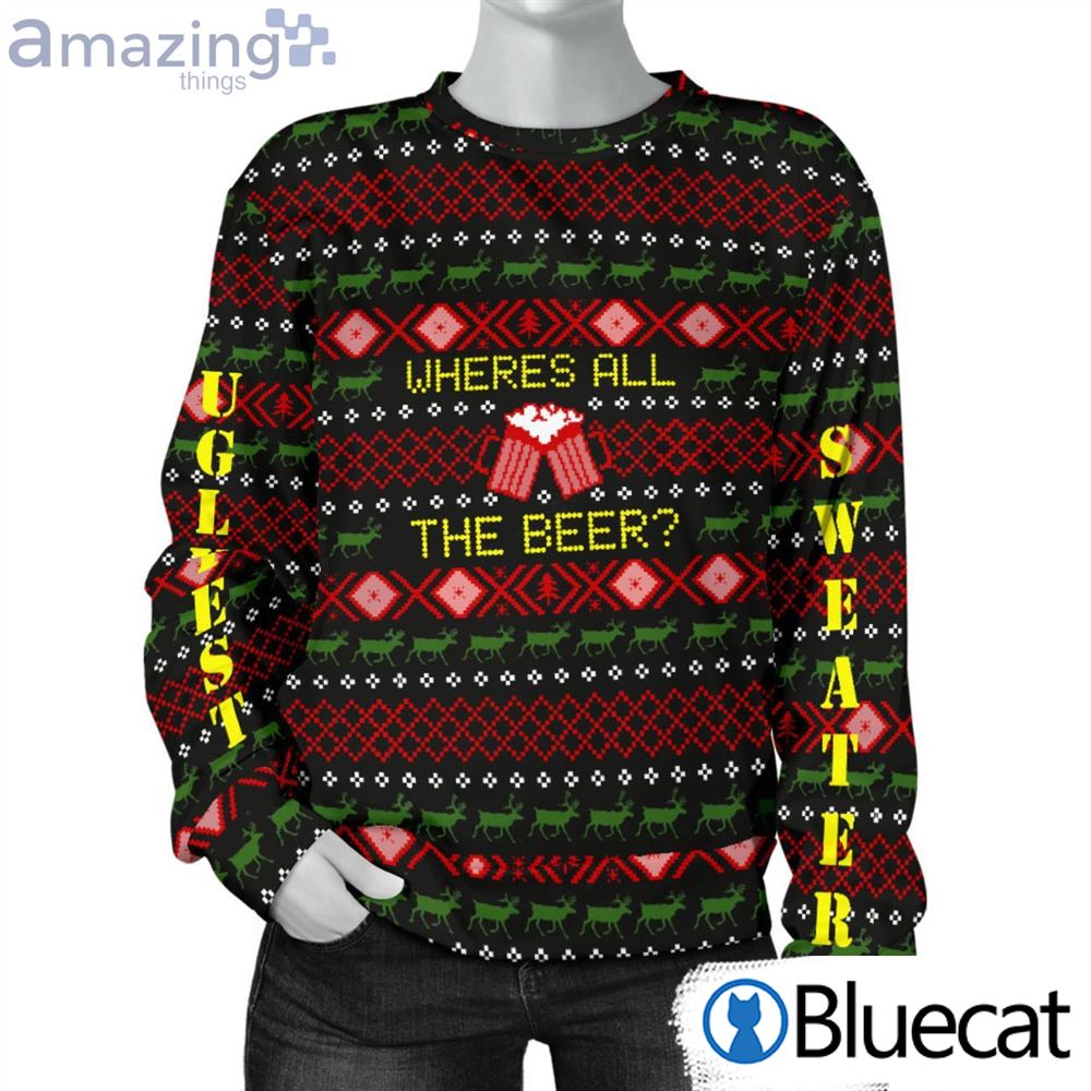 Where All The Beer Beer Lover Ugly Christmas Sweaters