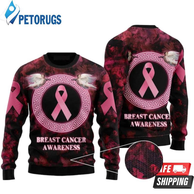 Angel Breast Cancer Awareness Ugly Christmas Sweaters
