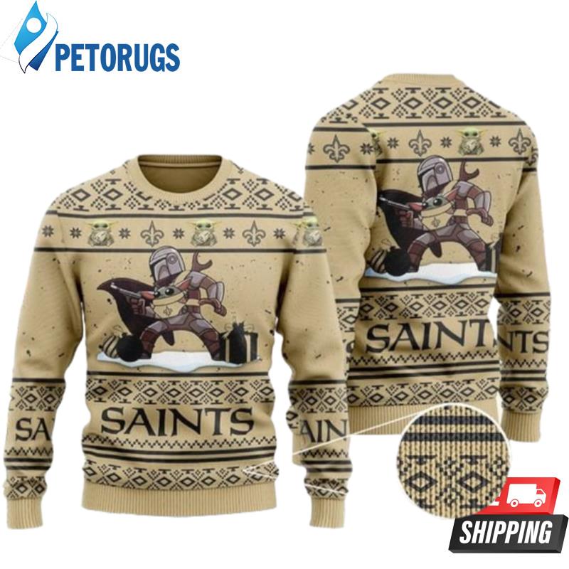 Baby Yoda Boba Fett The Mandalorian New Orleans Saints Ugly Christmas Sweaters