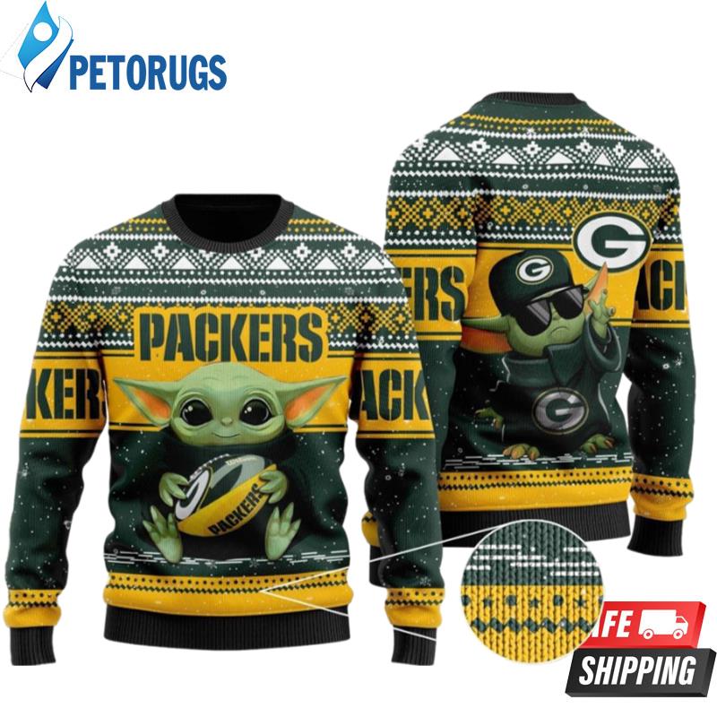 Baby Yoda Hug Green Bay Packers Ugly Christmas Sweaters