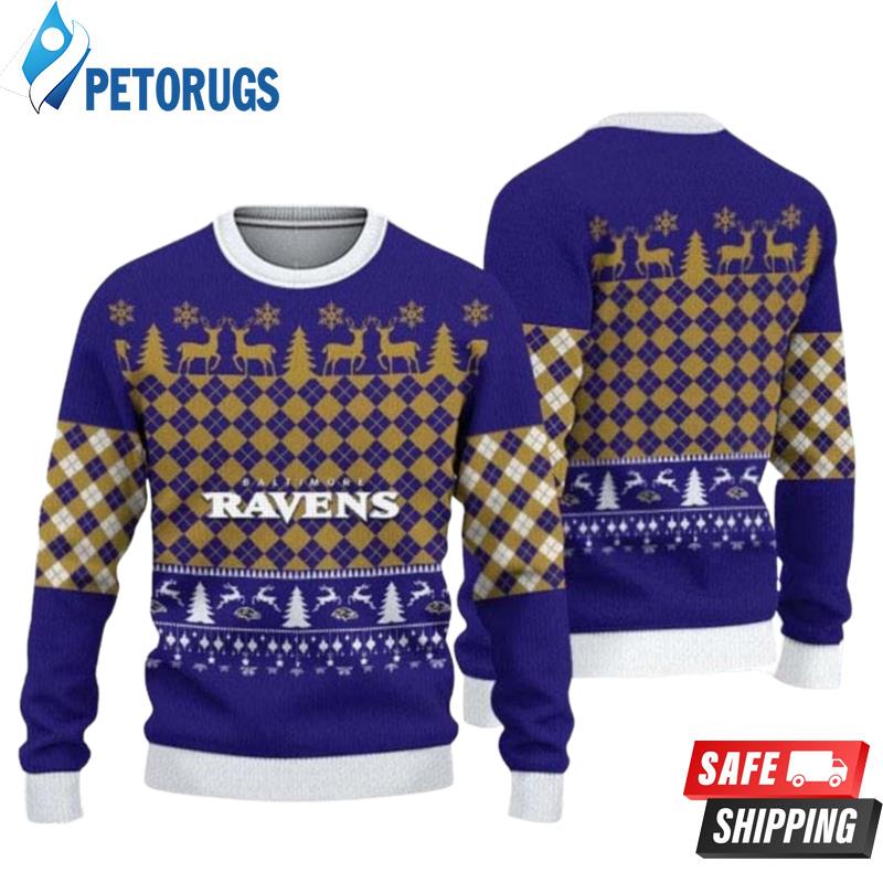Baltimore Ravens Caro Parttern Ugly Christmas Sweaters