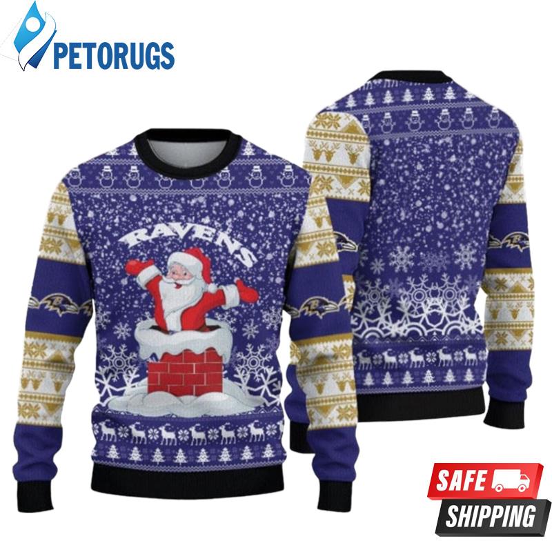 Baltimore Ravens Christmas Funny Santa Claus Ugly Christmas Sweaters