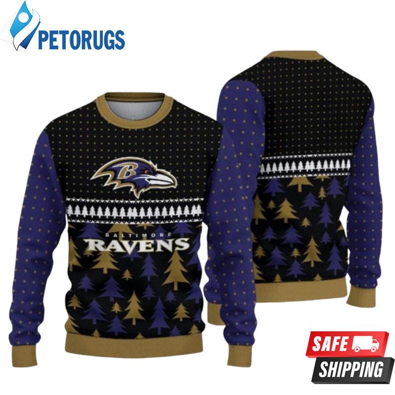 Baltimore Ravens Christmas Tree Parttern Ugly Christmas Sweaters