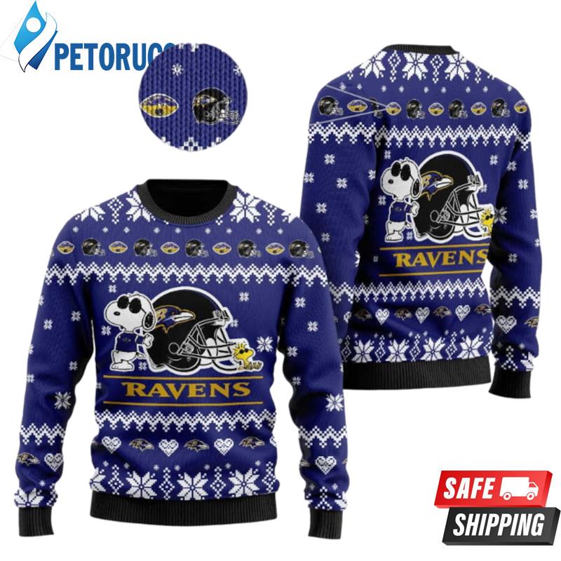 Baltimore Ravens Cute Snoopy Football Helmet Ugly Christmas Sweaters