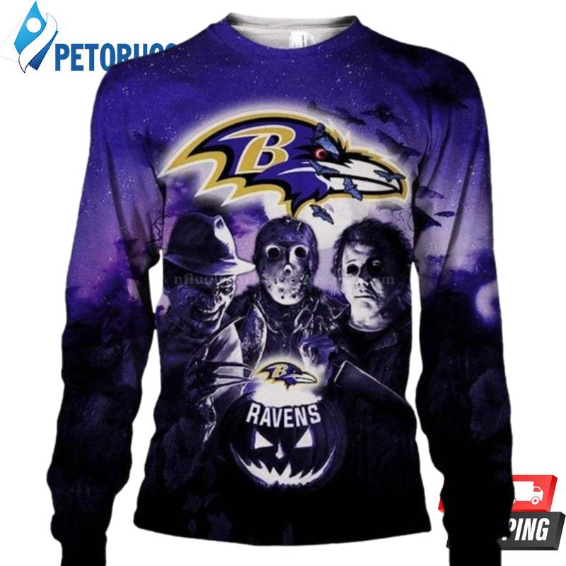 Baltimore Ravens Horror Movie Halloween Ugly Christmas Sweaters