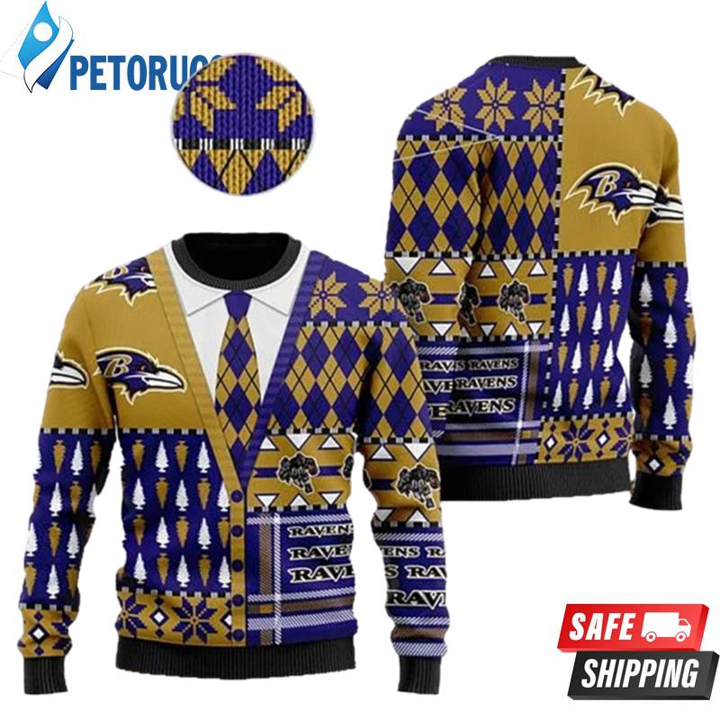 Baltimore Ravens Nfl American Football Team Cardigan Style Ugly Christmas Sweaters