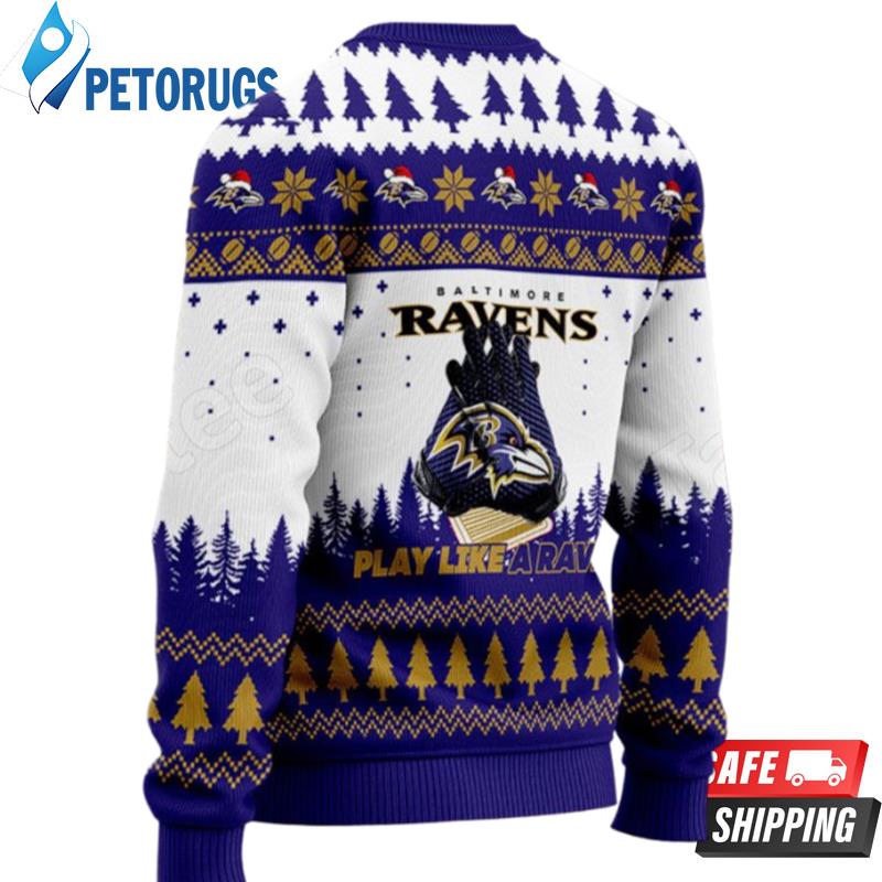 Baltimore Ravens Play Like A Raven Ugly Christmas Sweaters