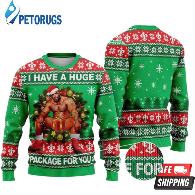 Barry Wood I Have A Big Package For You Ugly Christmas Sweaters Peto Rugs