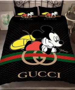 Best Gucci Mickey With Vintage Web In Black Background Bedroom Set