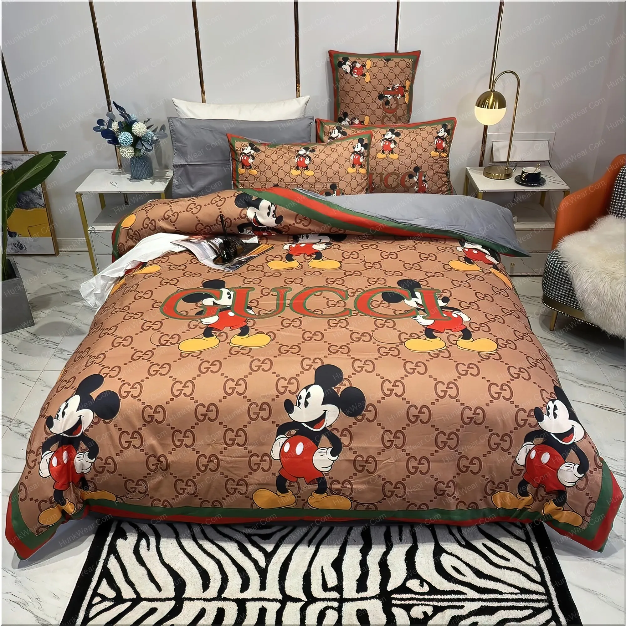 Best Gucci x Mickey In Brown Monogram Bedroom Set