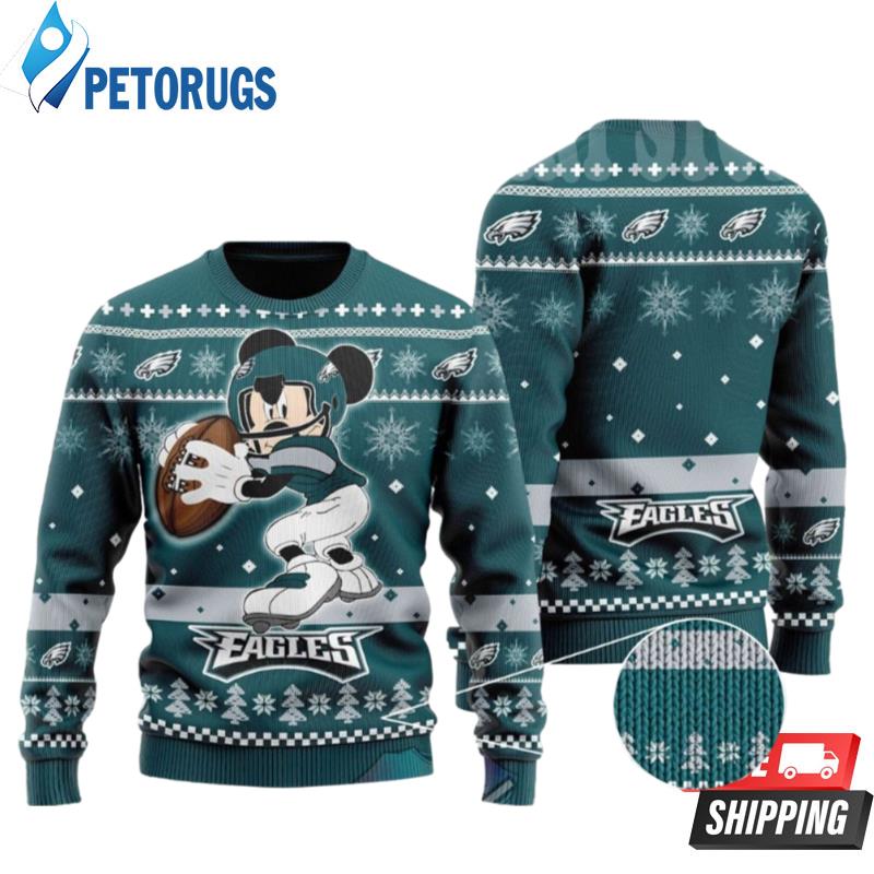 Big Mickey Mouse Playing Philadelphia Eagles Ugly Christmas Sweaters