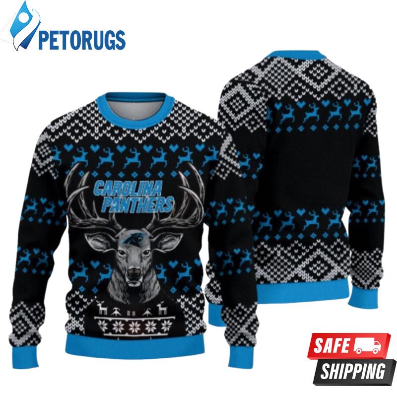 Carolina Panthers Big Christmas Reindeer Ugly Christmas Sweaters