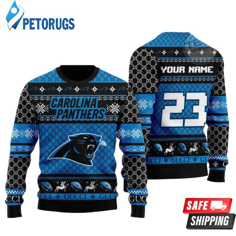 Carolina Panthers Custom Name And Number Personalized Ugly Christmas Sweaters