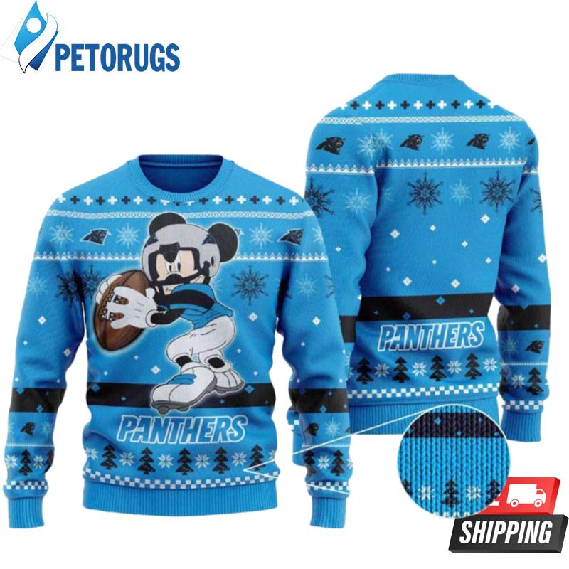 Carolina Panthers Mickey Mouse Players Ugly Christmas Sweaters