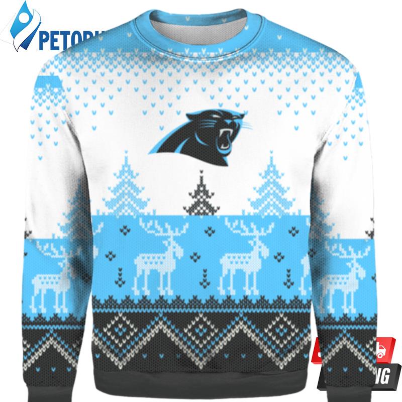 Carolina Panthers Reindeer Parttern Ugly Christmas Sweaters