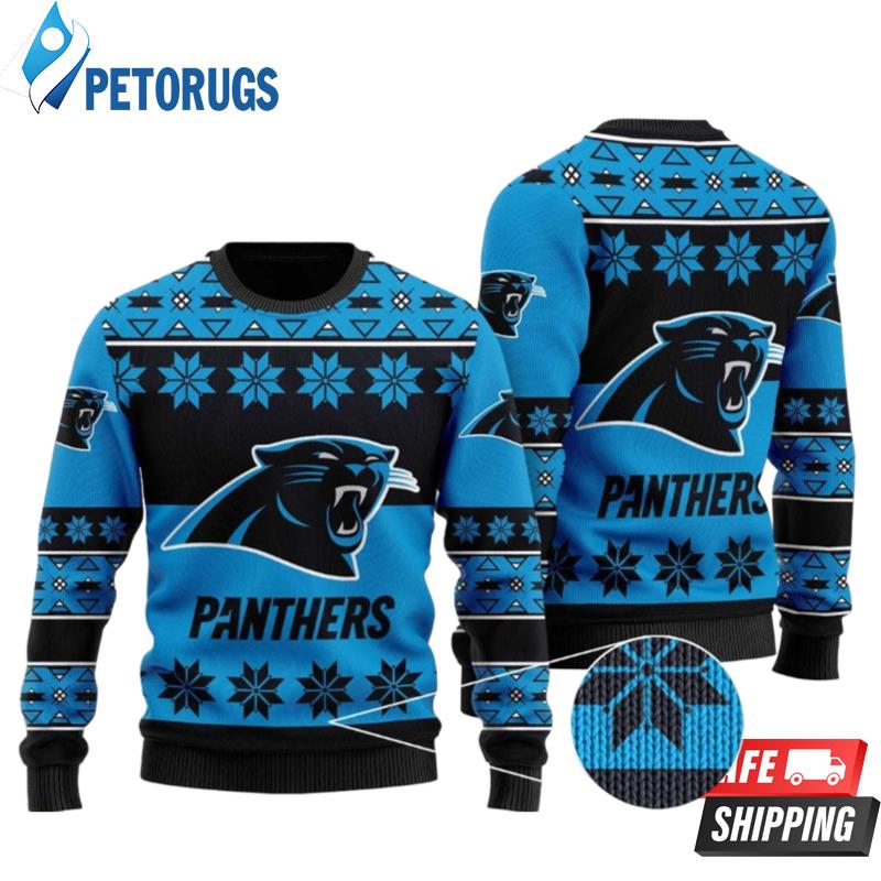 Carolina Panthers Snowflakes Ugly Christmas Sweaters