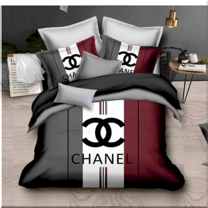 Luxury Chanel Logo White And Black Bedding Set - Peto Rugs