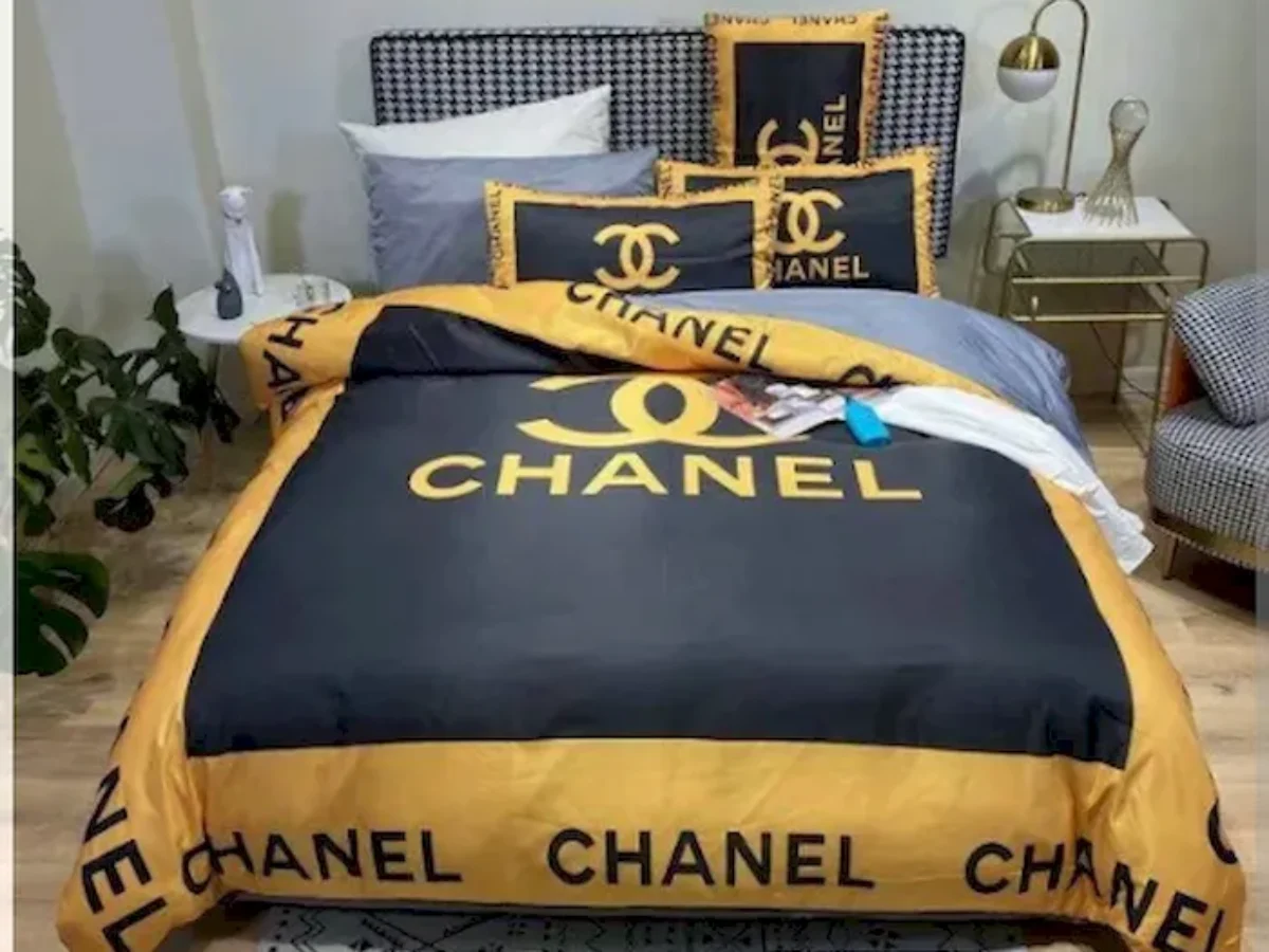 Chanel Bedding Set Black And Gold - Peto Rugs