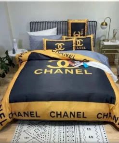 Chanel Bedding Set Black And Gold