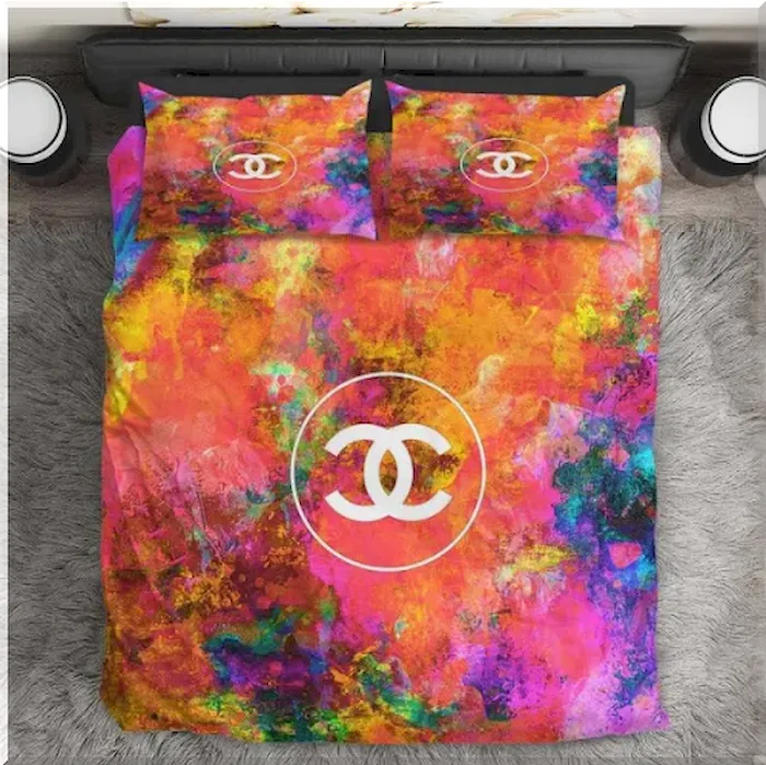 Chanel Bedding Set Colorful Water Color