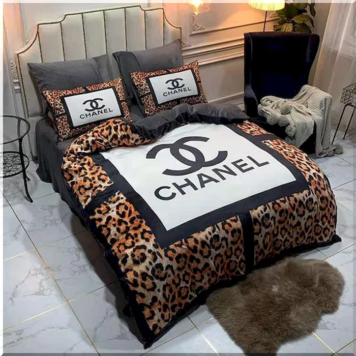 Chanel Logo Leopard Partern Bedding Set