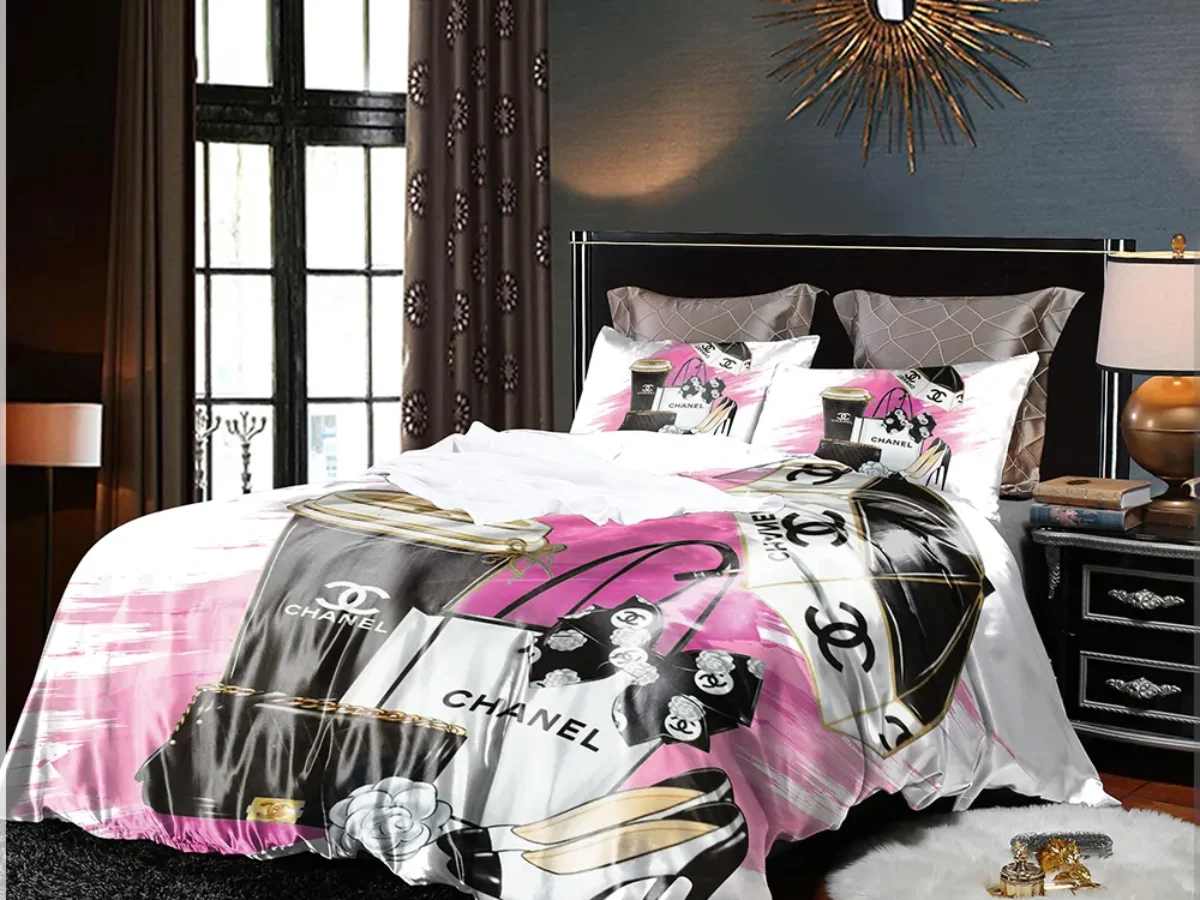 Chanel Logo Signature Bedding Set For Women Bedroom