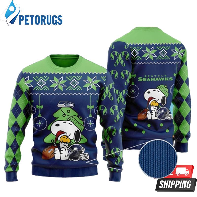 Charlie Brown Snoopy Seattle Seahawks Ugly Christmas Sweaters