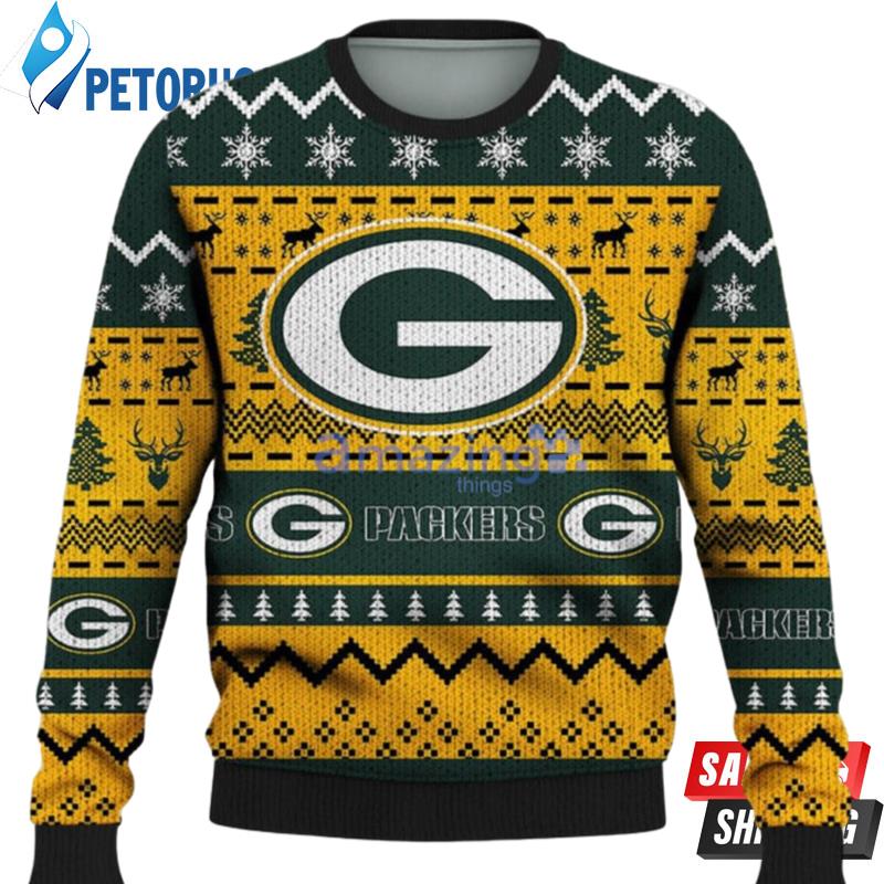 Christmas Gift Green Bay Packers Big Logo Ugly Christmas Sweaters
