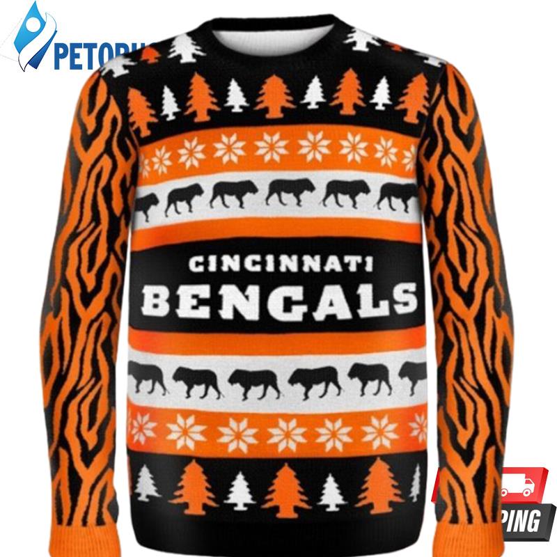 Cincinnati Bengals Animal Tree Parttern Ugly Christmas Sweaters