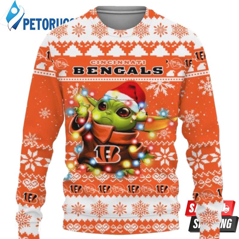 Cincinnati Bengals Baby Yoda Star Wars Christmas Light Ugly Christmas Sweaters