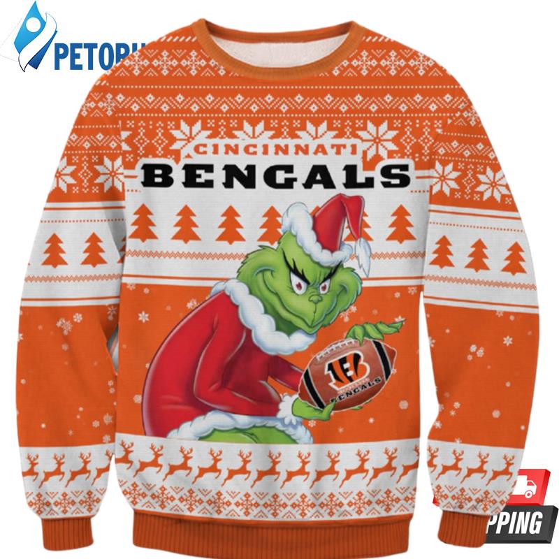 Cincinnati Bengals Grinch Orange Color Ugly Christmas Sweaters