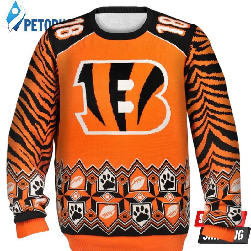 Cincinnati Bengals Paws Parttern Ugly Christmas Sweaters