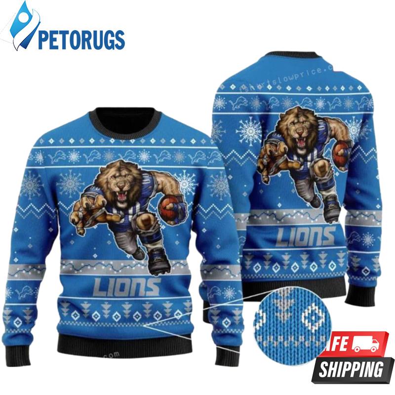 Detroit Lions Mascot Ugly Christmas Sweaters