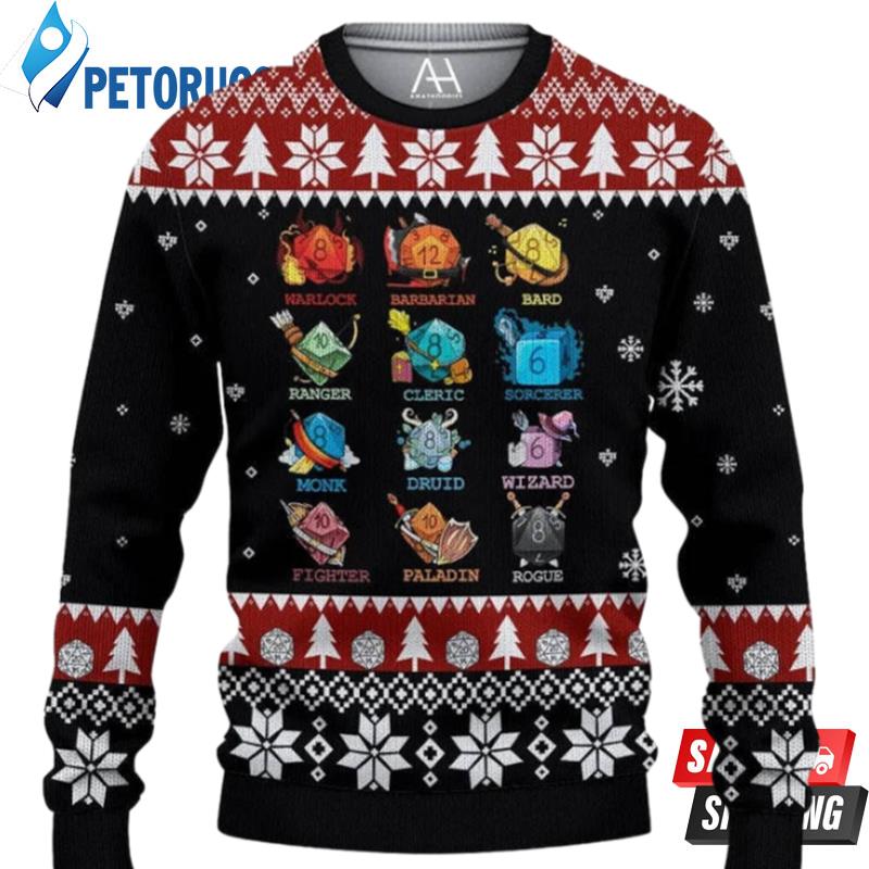 Dungeons And Dragons Dice Collections Ugly Christmas Sweaters