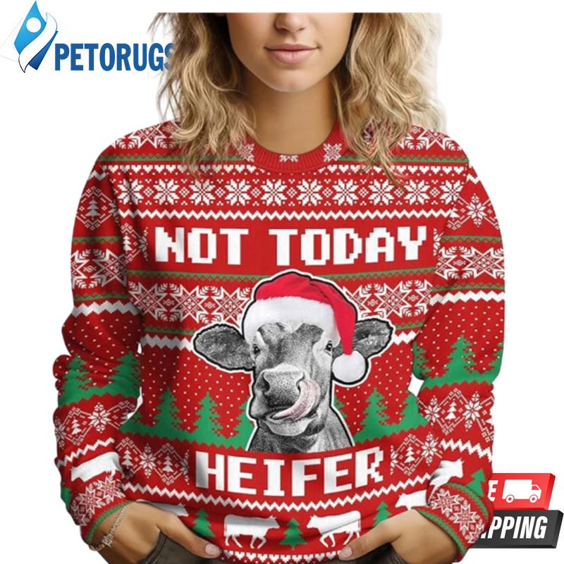 Funny Heifer Licking Nose Cow Christmas Ugly Christmas Sweaters