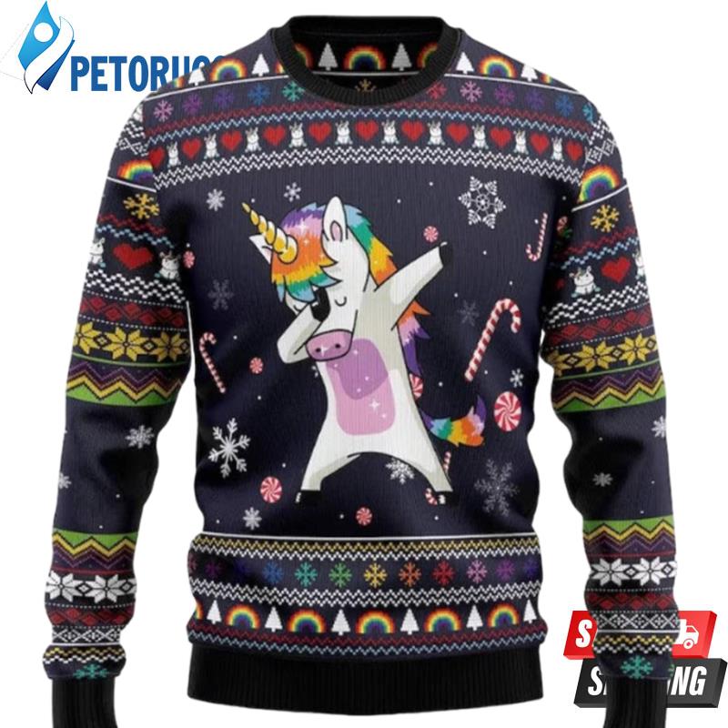 Funny Unicorn Dabbing Ugly Christmas Sweaters