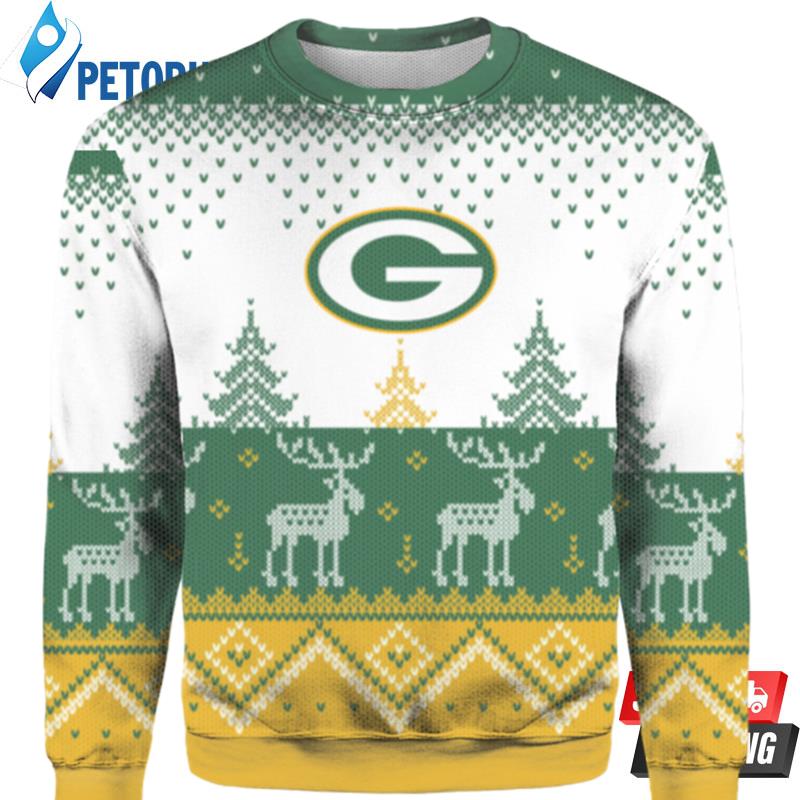 Green Bay Packers Big Logo Christmas Reindeer Ugly Christmas Sweaters