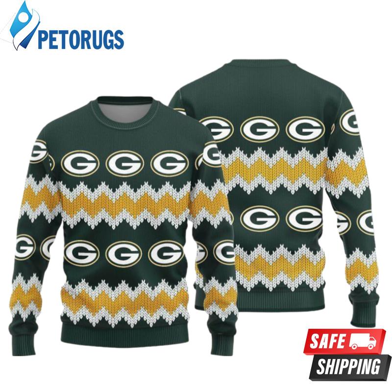 Green Bay Packers Logo Knitted Pattern Ugly Christmas Sweaters