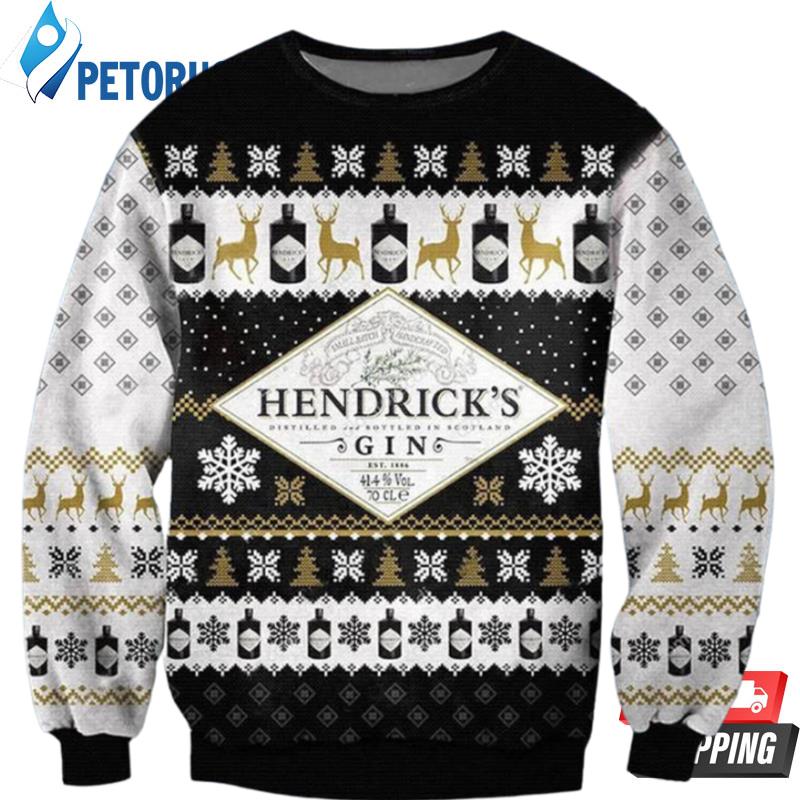 Hendrick's Gin Deer Pattern Ugly Christmas Sweaters