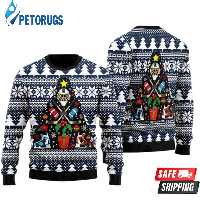 Hockey Christmas Tree Ugly Christmas Sweaters