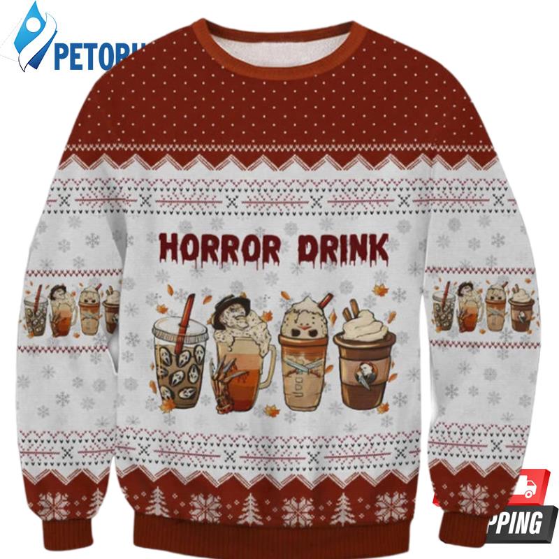 Horror Drink Vintage Halloween Christmas Ugly Christmas Sweaters