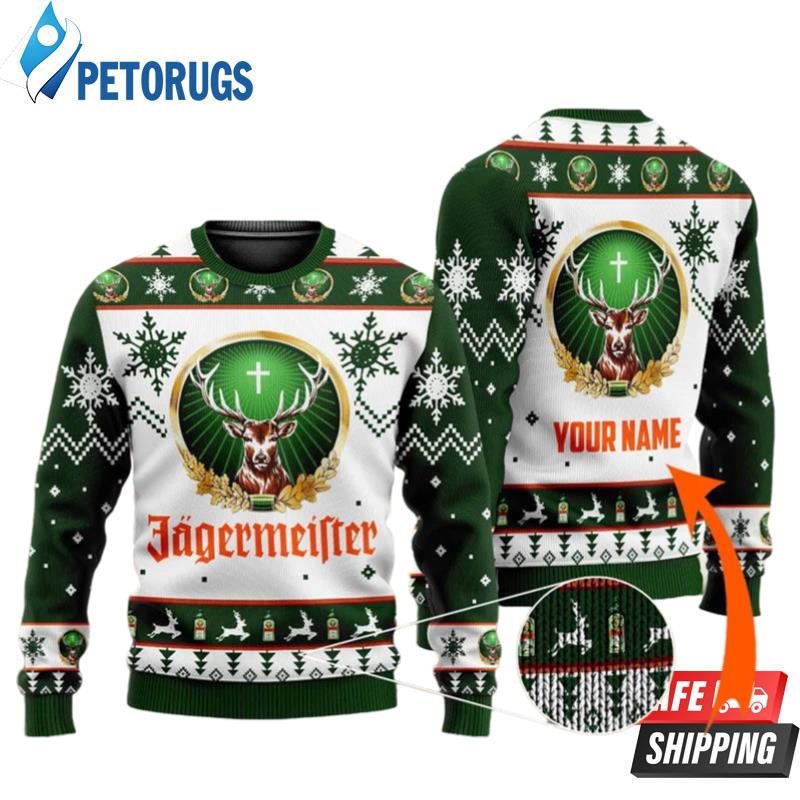 Jagermeister Personalized Name Ugly Christmas Sweaters